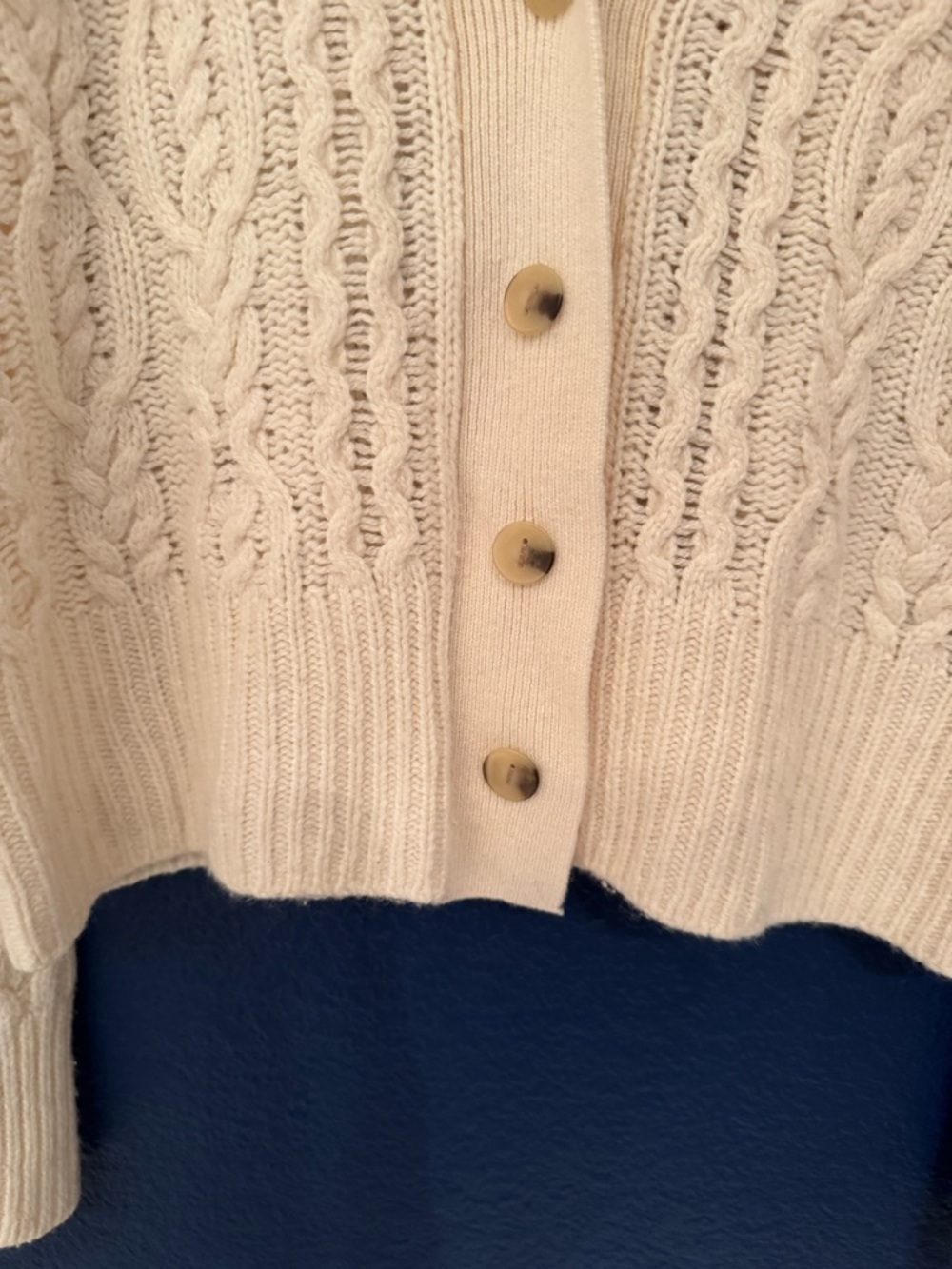 Vince Triple Braid Cable Wool & Cashmere Cardigan Women’s Cream Size Medium - Picture 10 of 14